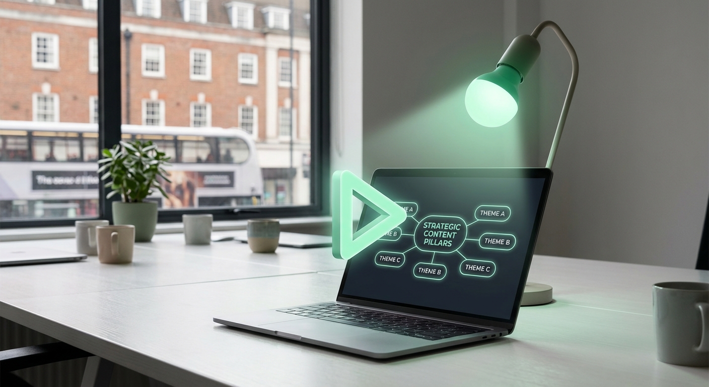 Automated content strategy - strategic content pillars on laptop