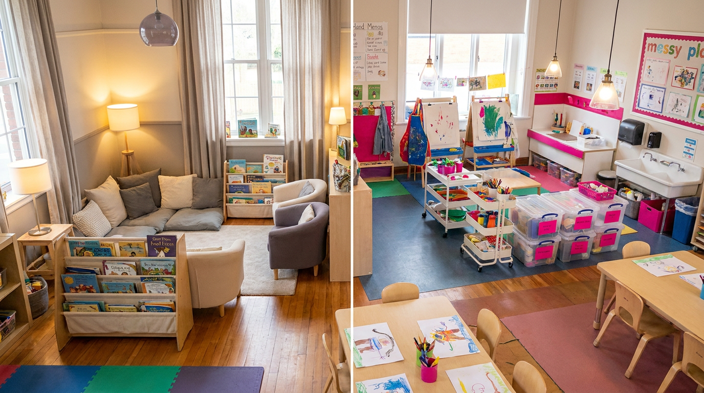 Zoning classroom storage - distinct learning areas in a school