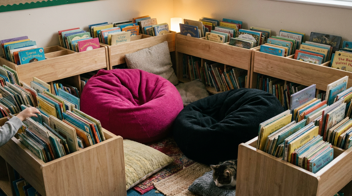 Reading corner - functional classroom zone for primary school