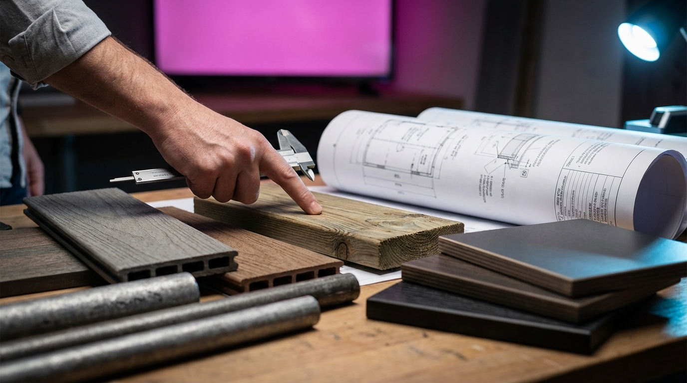 Outdoor school equipment material samples with safety standards blueprint