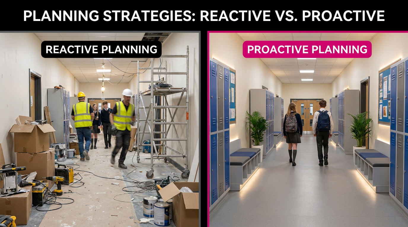School preparation mistakes - chaotic vs. organised renovation contrasting