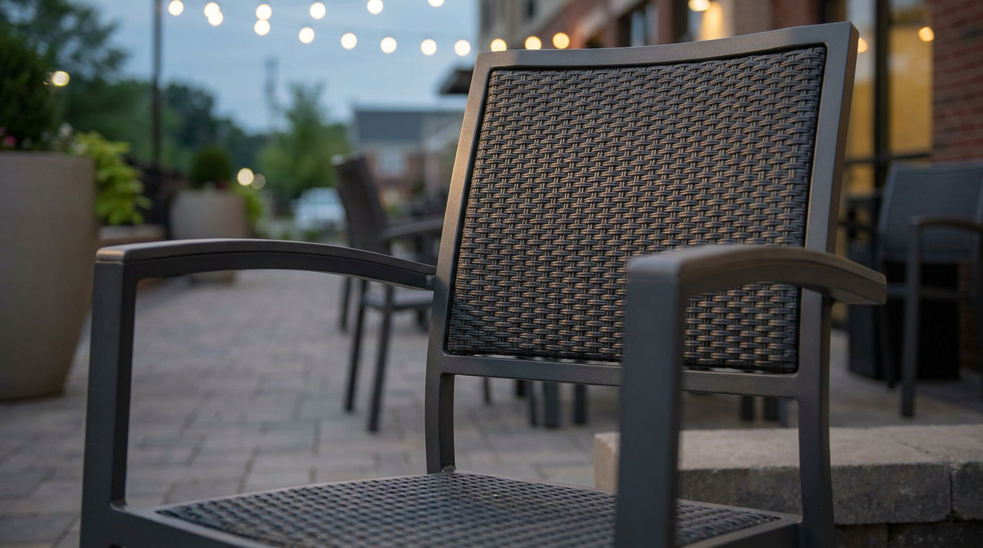 Commercial-grade outdoor furniture representing professional investment