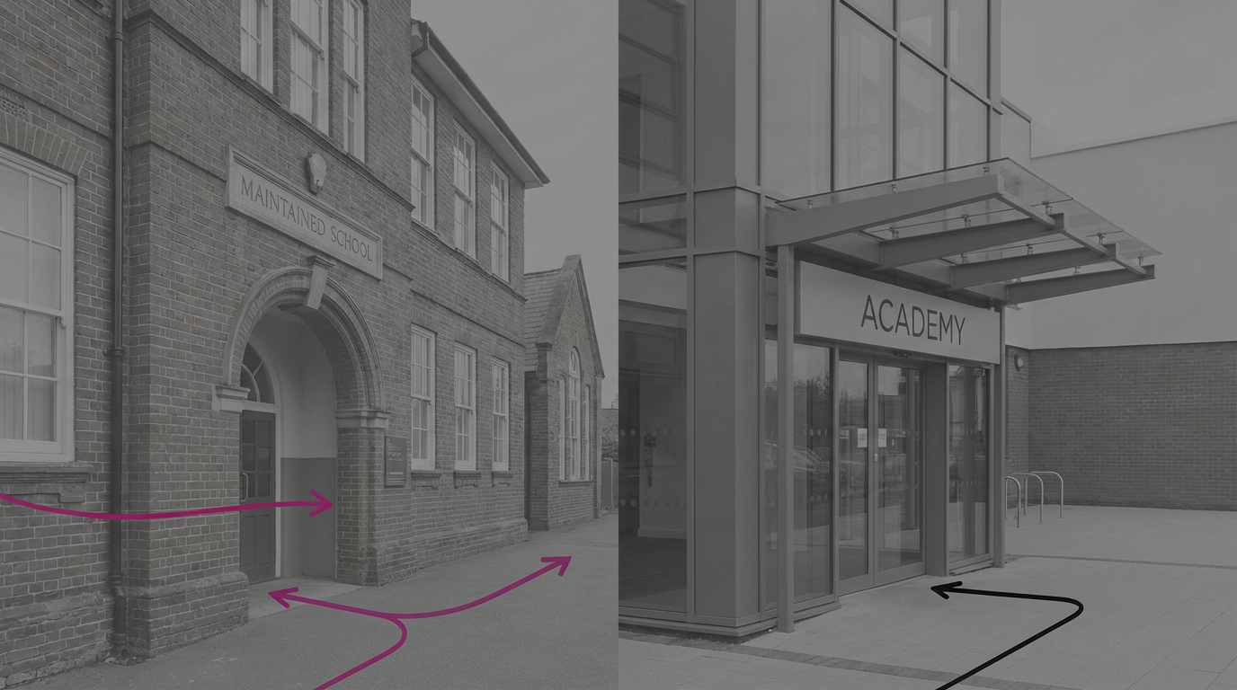 Academy vs maintained school funding - comparing school entrances