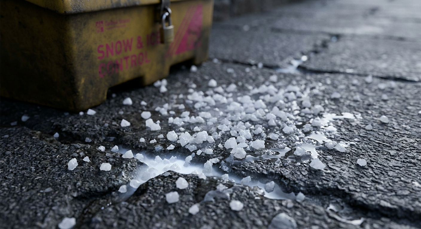 Grounds safety - de-icing salt on a commercial pathway
