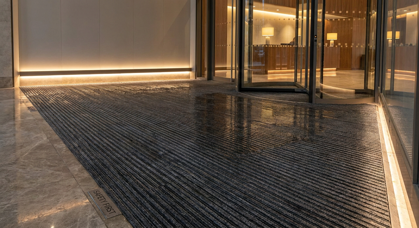 Workplace winter safety - commercial entrance matting system