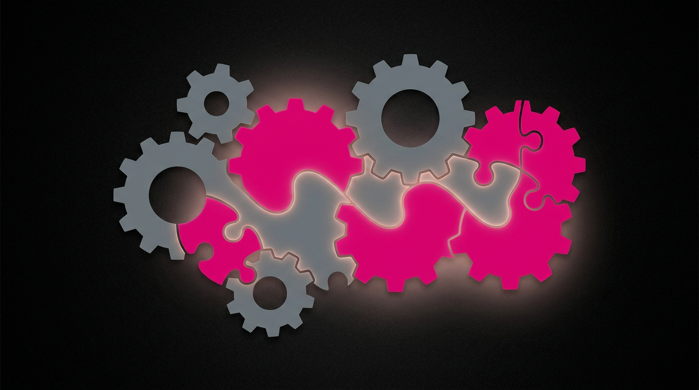 Office fit-out procurement - interconnected gears representing seamless supplier integration