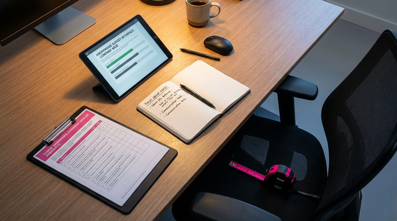 Workplace wellbeing data gathering - survey, notes, and physical assessment
