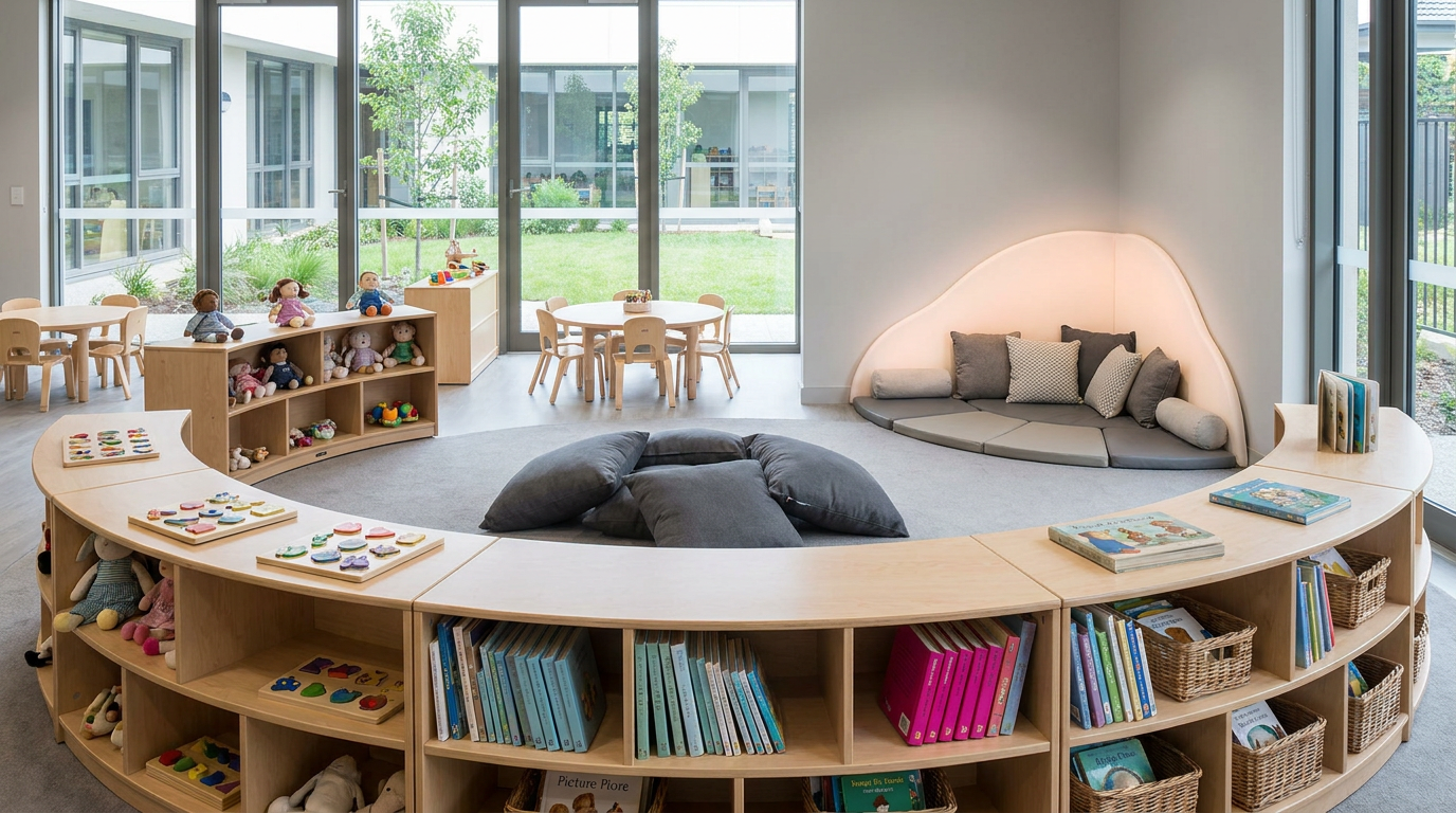 Nursery learning zone with EYFS-compliant furniture