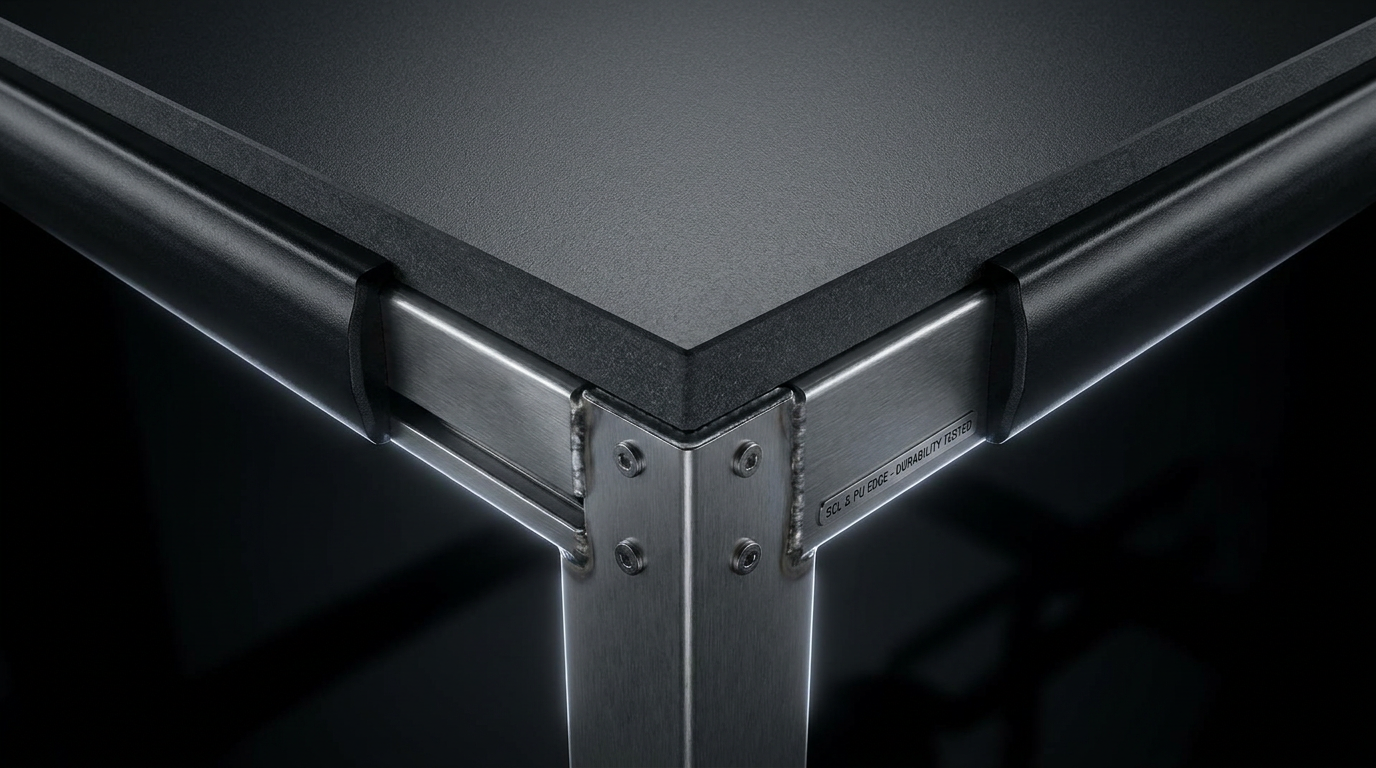 Cross-section of durable school table material and construction details