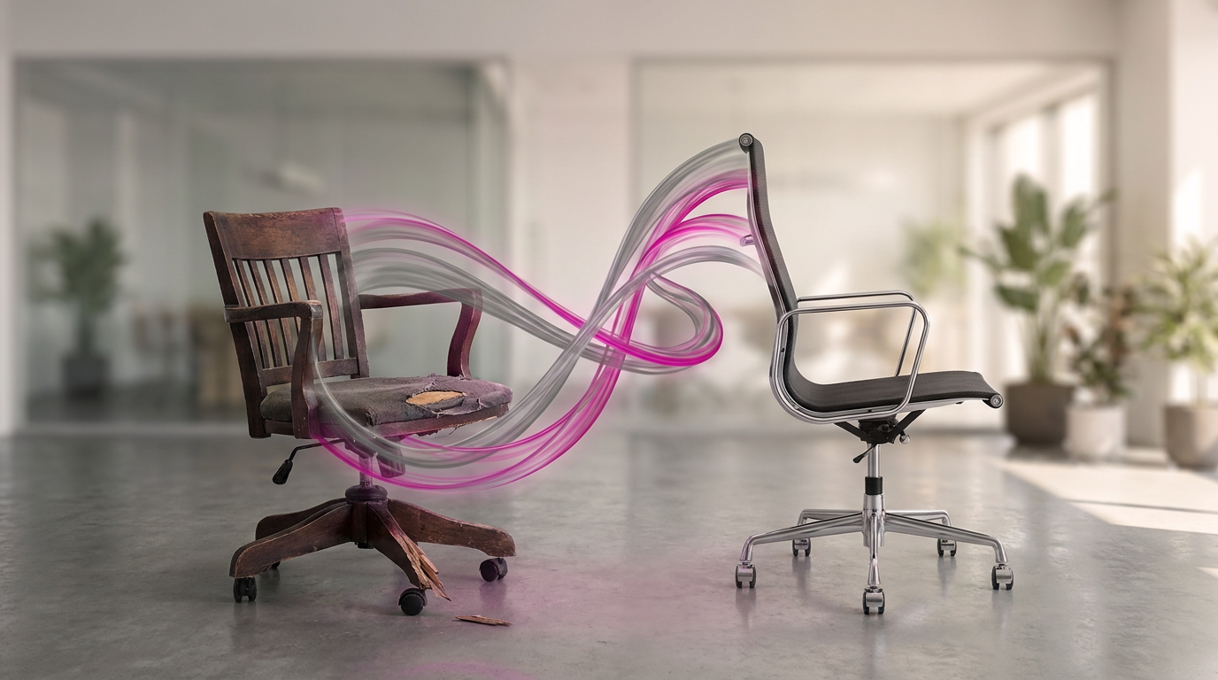 Office environment feedback - old chair transforming into ergonomic chair