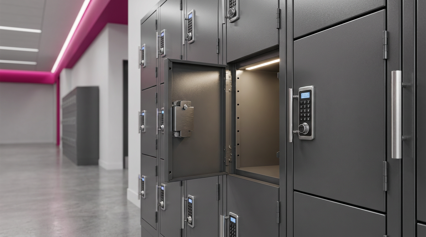 Secure multi-door locker unit for school mobile phone storage