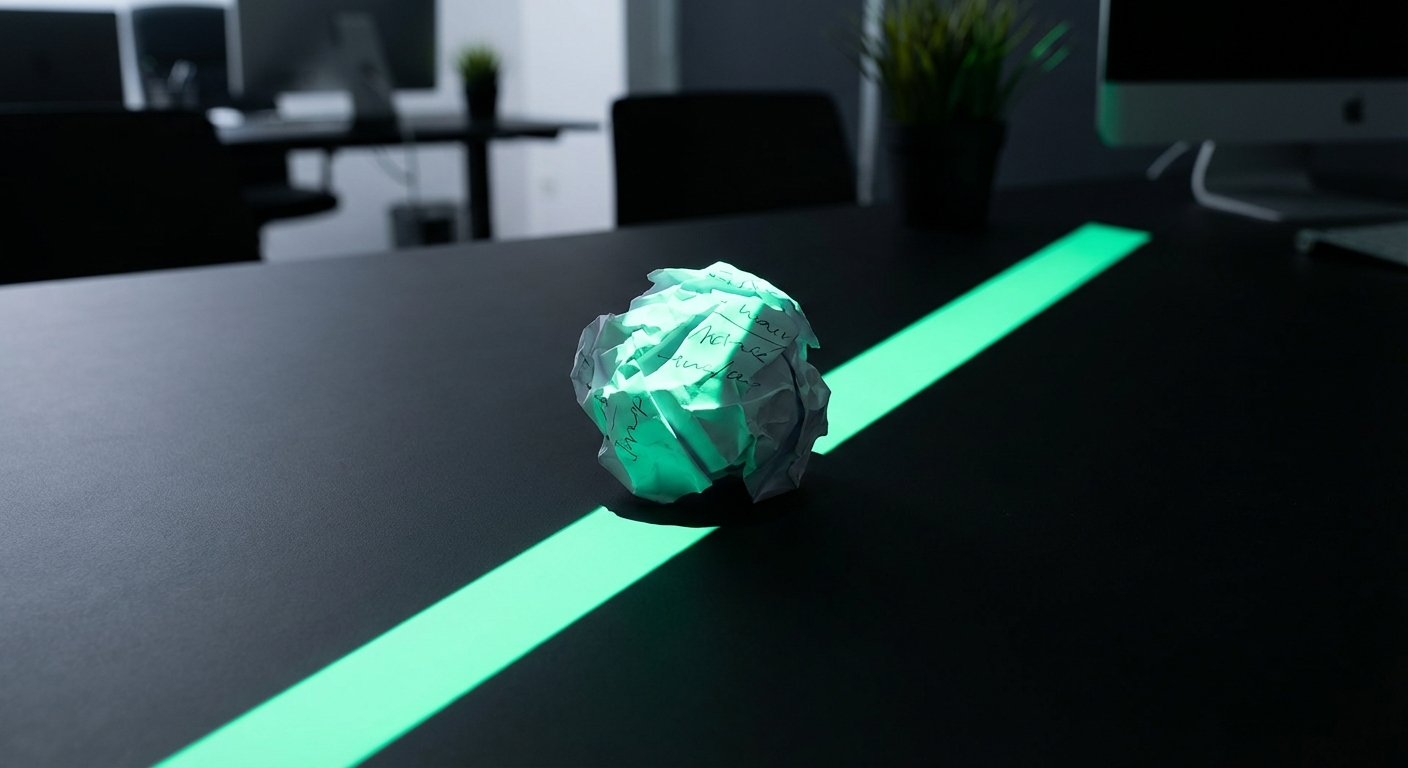 Generic AI prompts fail - crumpled paper representing wasted effort