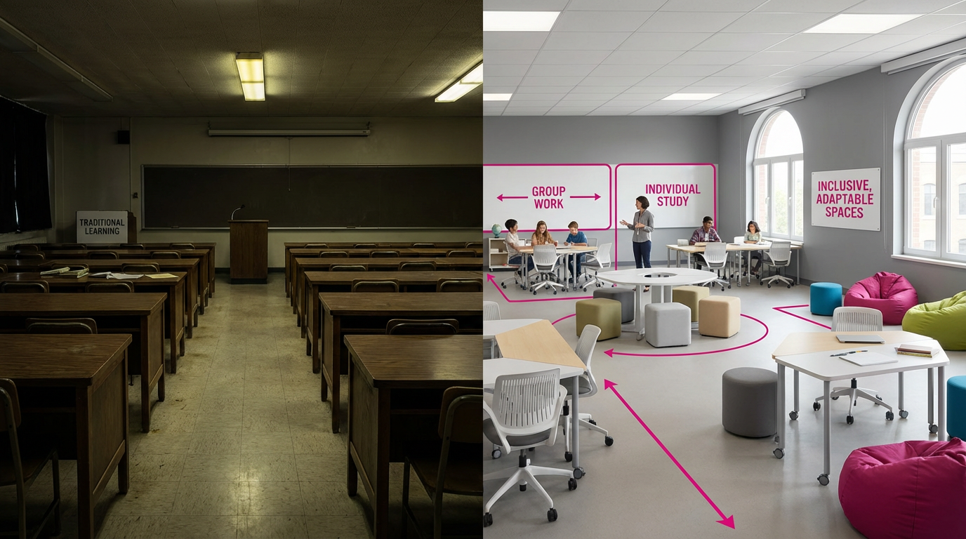 Classroom furniture layout mistakes - static vs flexible design