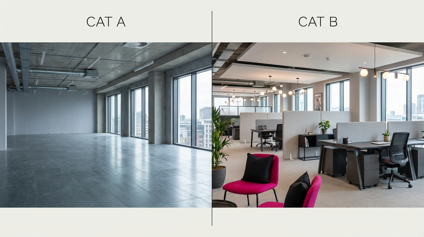 CAT A vs CAT B fit-out comparison in commercial space