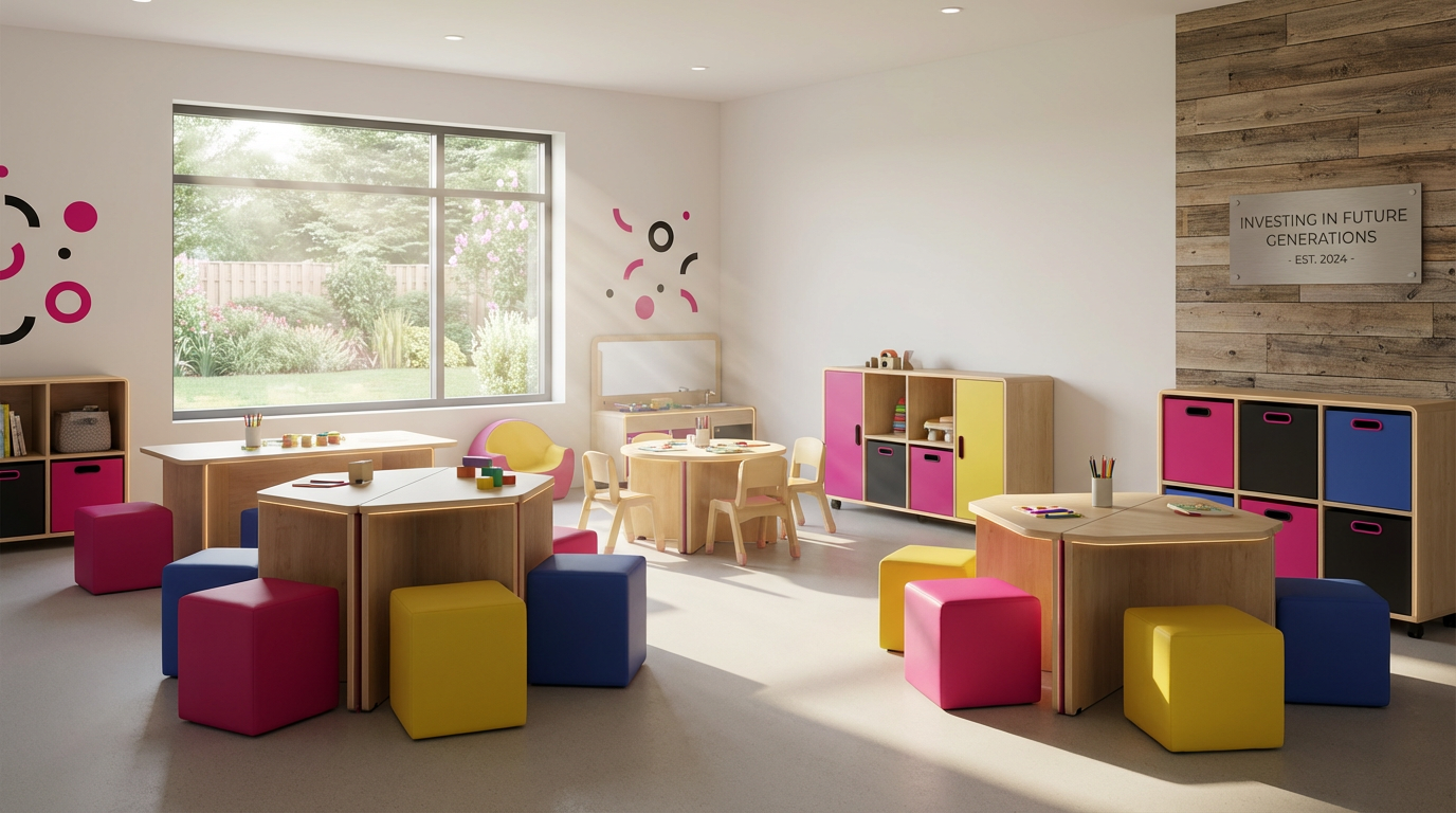 Nursery furniture overhaul showing a modern, compliant learning environment