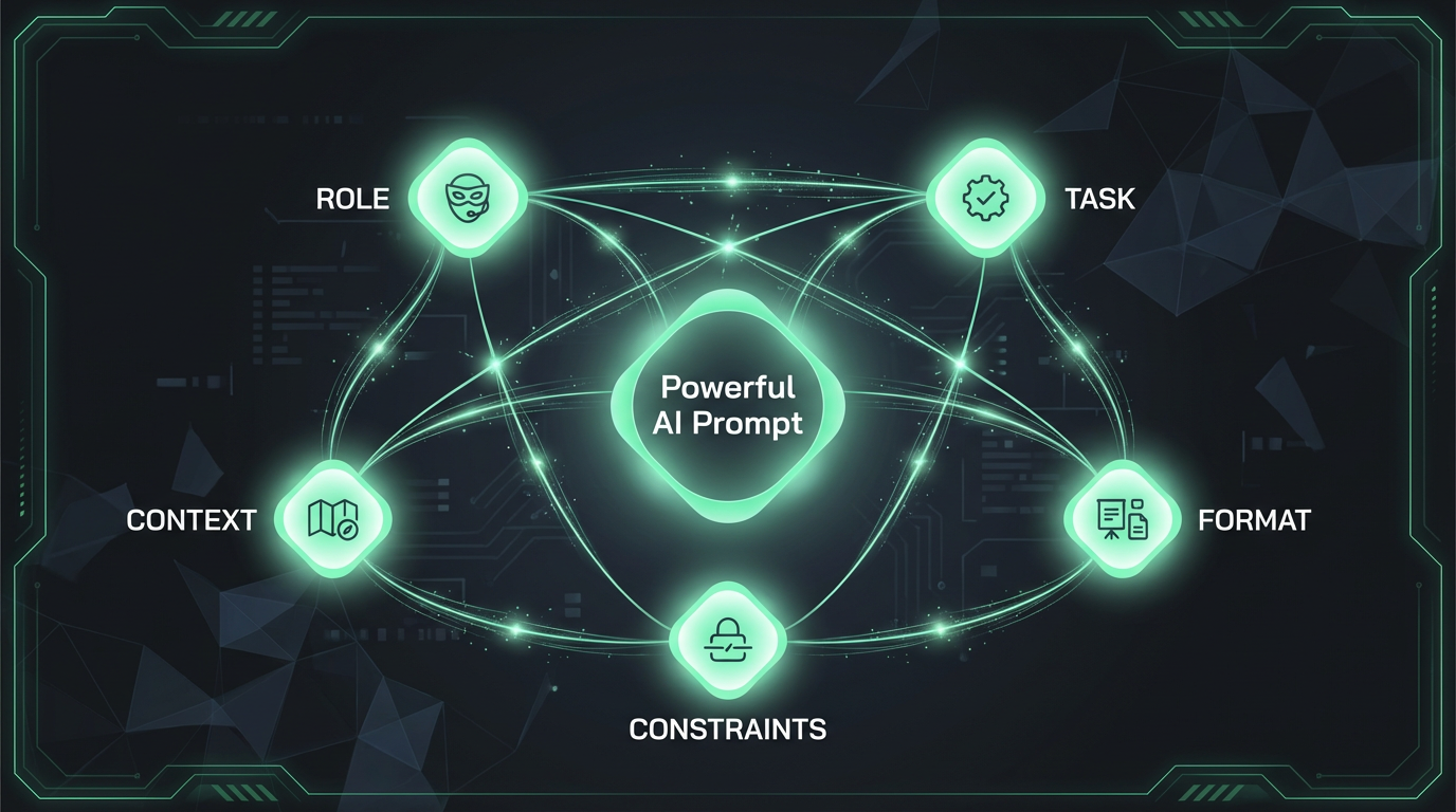 Anatomy of AI prompts for B2B - five key ingredients diagram
