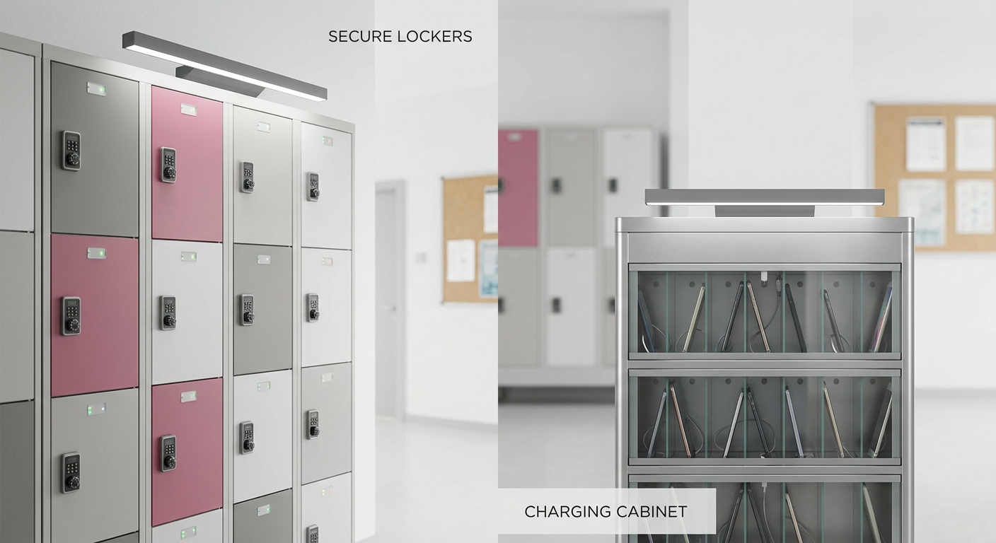 School mobile phone storage solutions comparison: lockers and cabinets