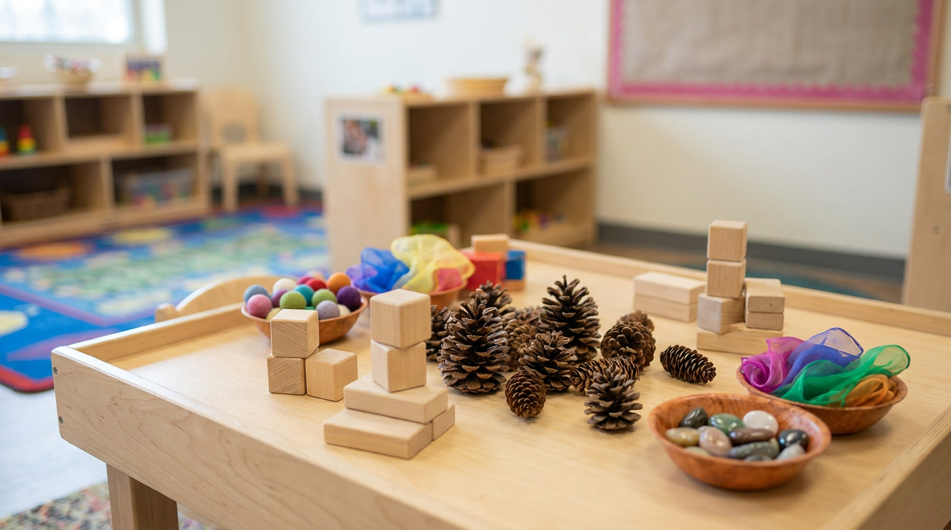 EYFS enabling environment - engaging play area with natural resources