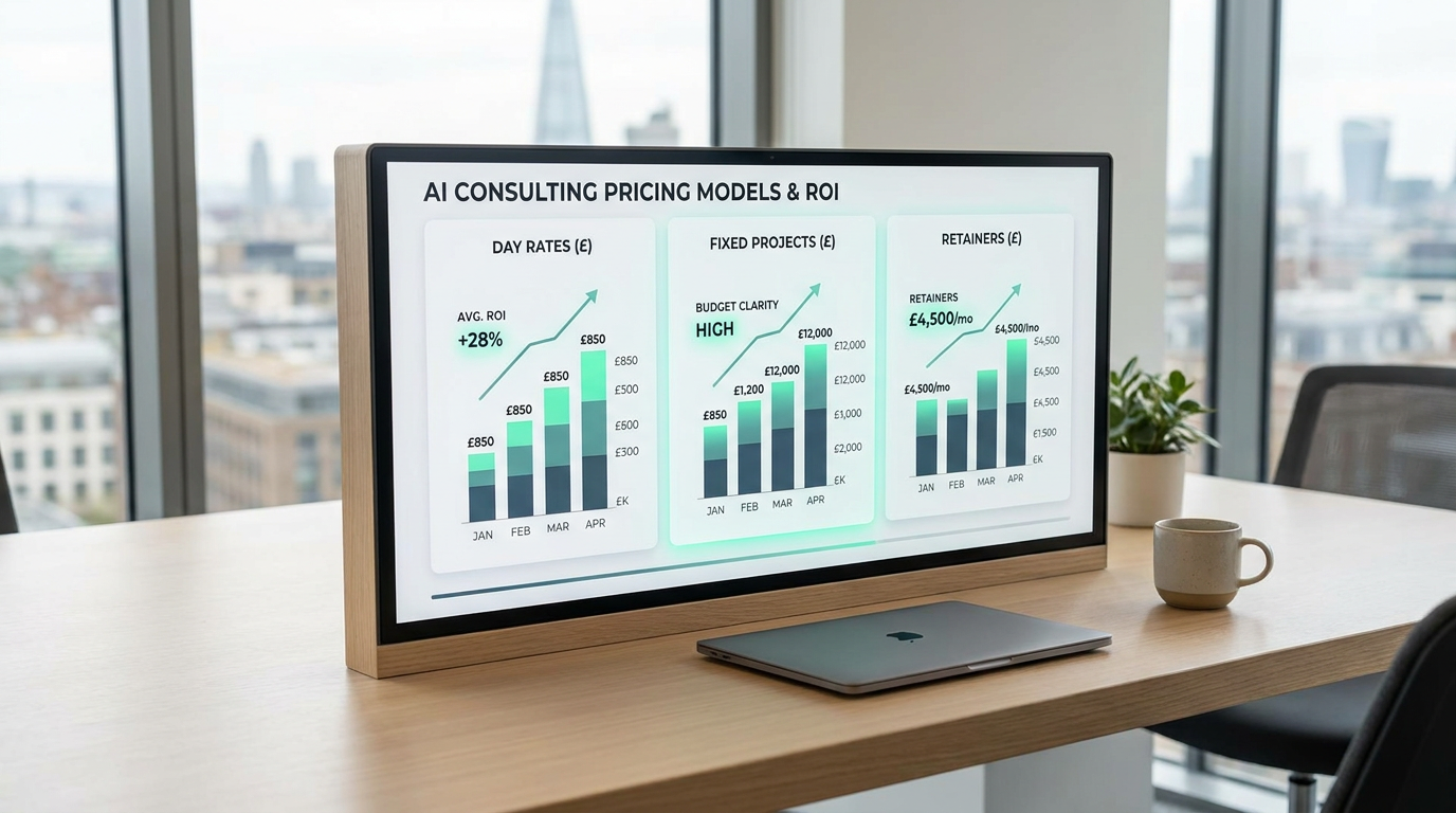 AI consultant cost UK - financial dashboard with pricing models