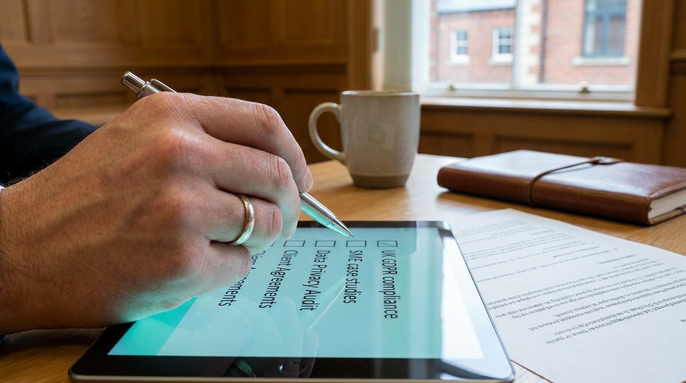 AI consultant vetting checklist - professional reviewing UK SME criteria
