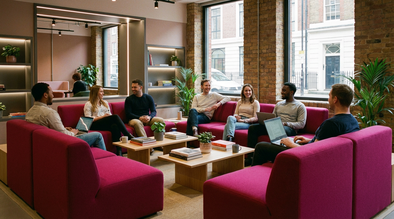 Collaboration zone - informal office lounge with modular sofas