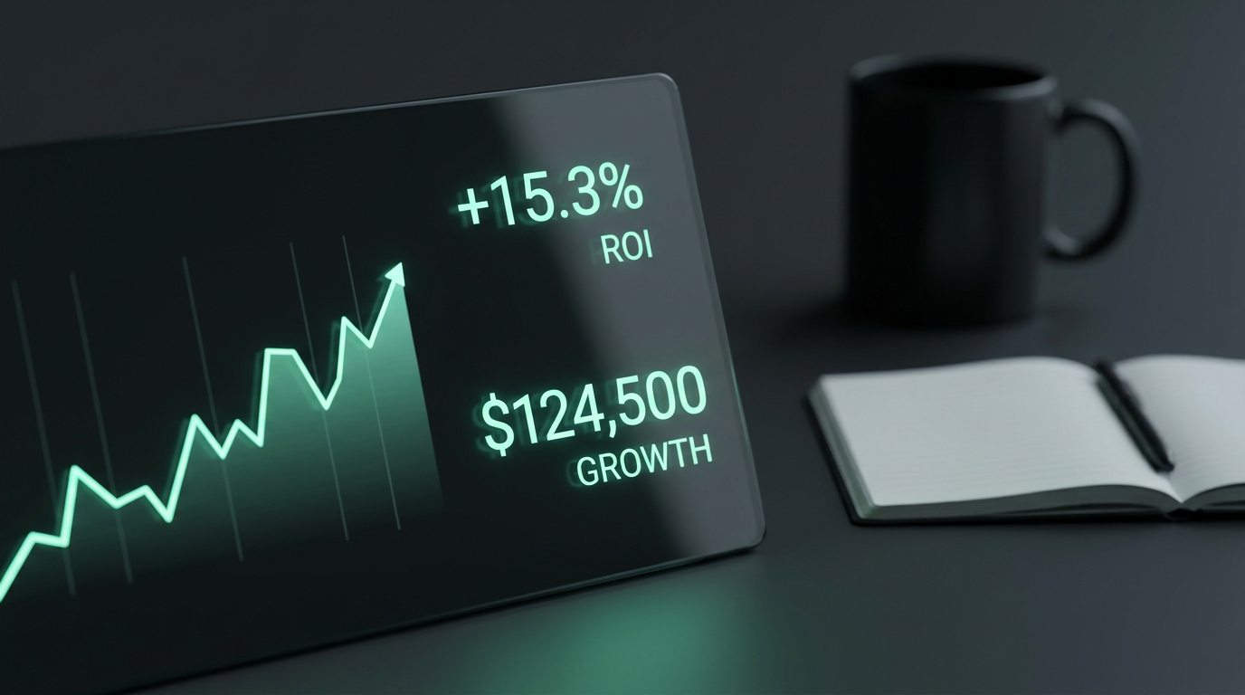 AI ROI - financial dashboard displaying positive returns and cost savings