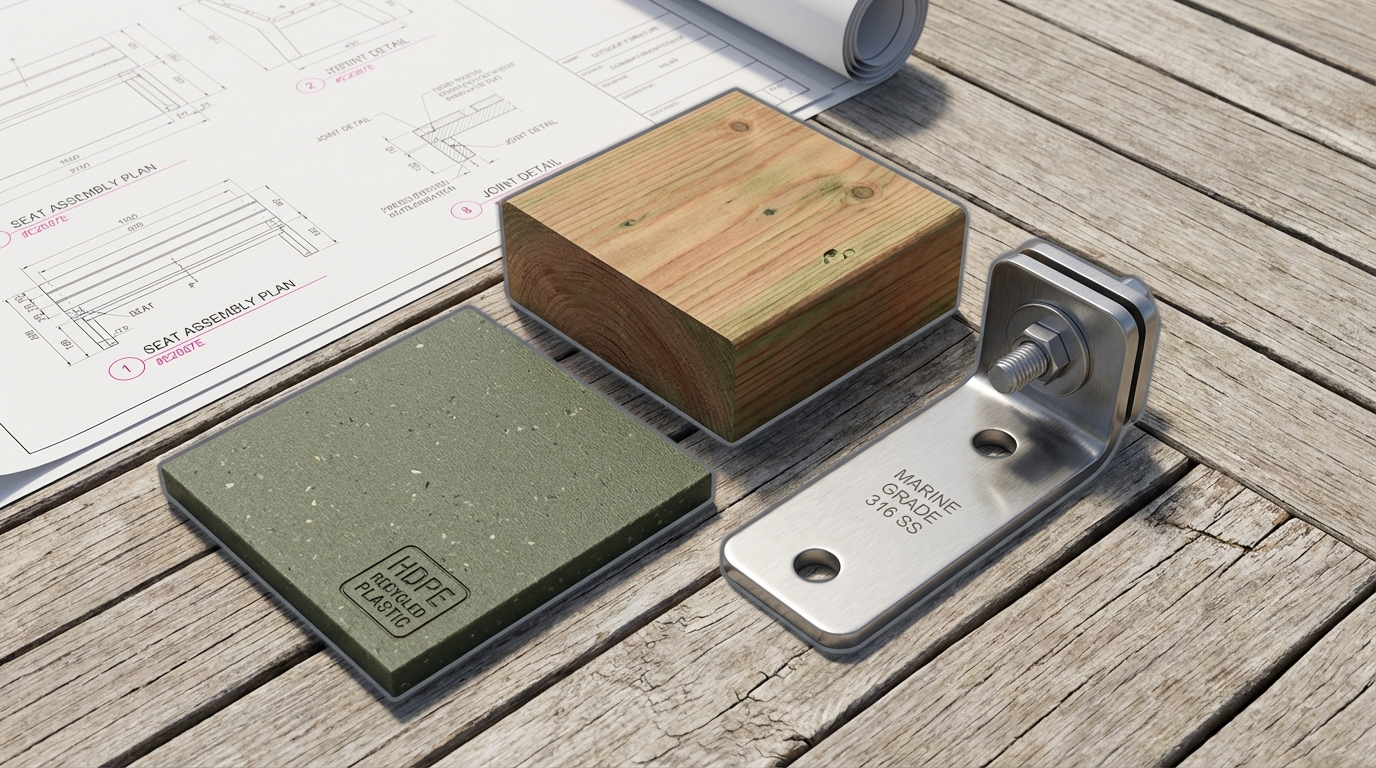 Selecting outdoor learning furniture - durable material samples