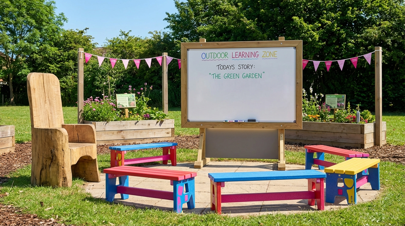 Outdoor classroom ideas UK - organised learning zone