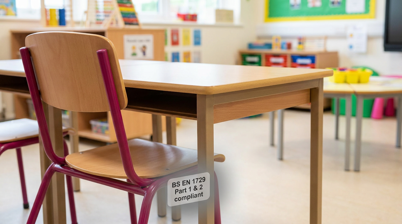 BS EN 1729 compliant school chair and desk