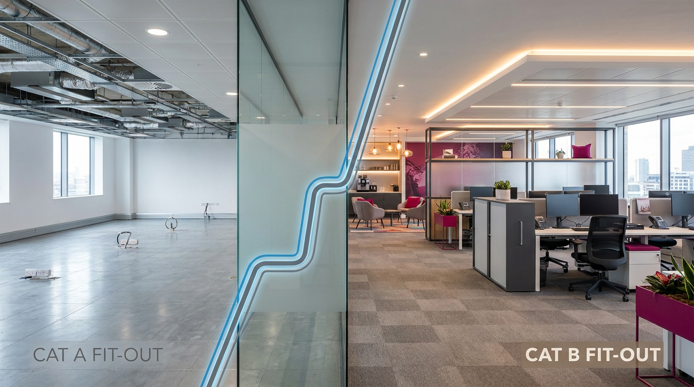 Cat A vs Cat B fit-out comparison in UK office