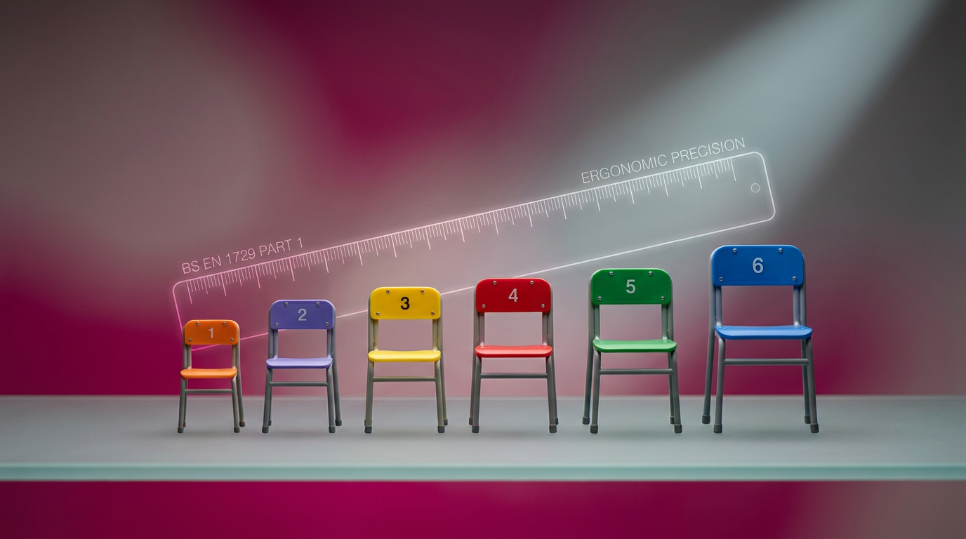 BS EN 1729 Part 1 - correctly sized school chairs with colour codes