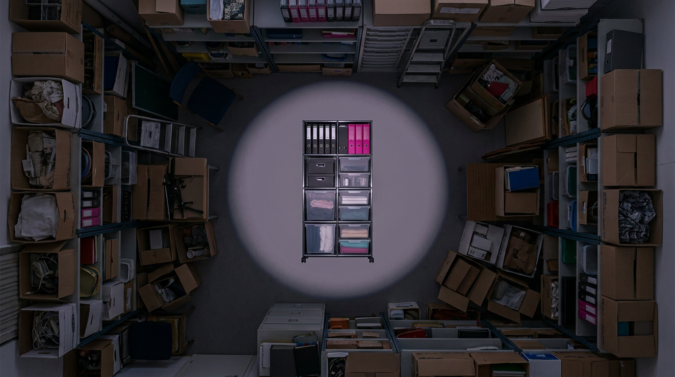 Inefficient cluttered storage vs efficient vertical unit