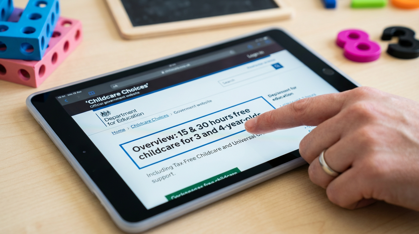 UK government nursery funding schemes - digital interface with childcare choices