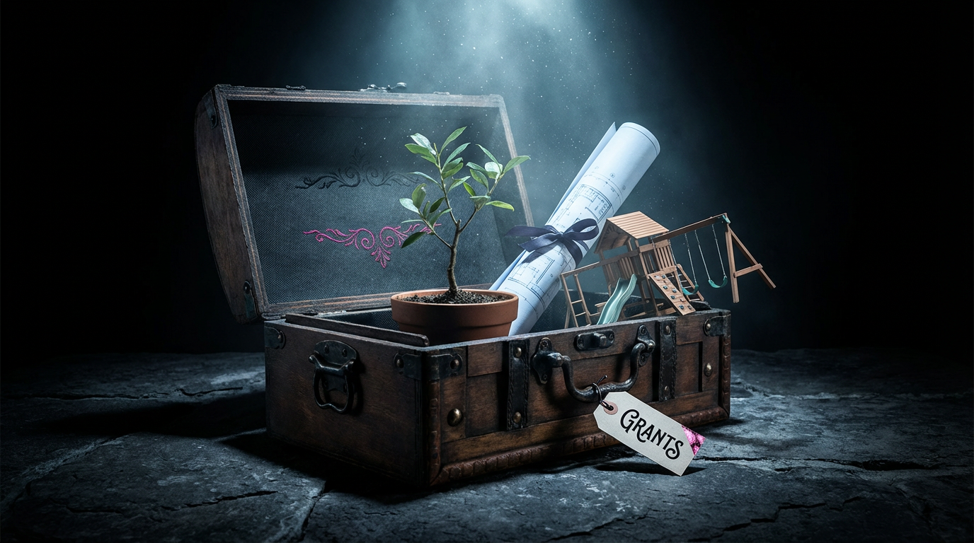 Additional nursery grants UK - chest with symbolic funding elements