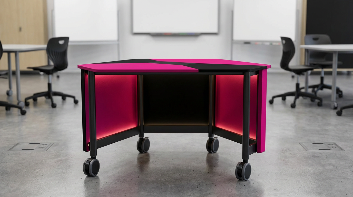 Flexible learning spaces furniture - modular classroom desk on castors