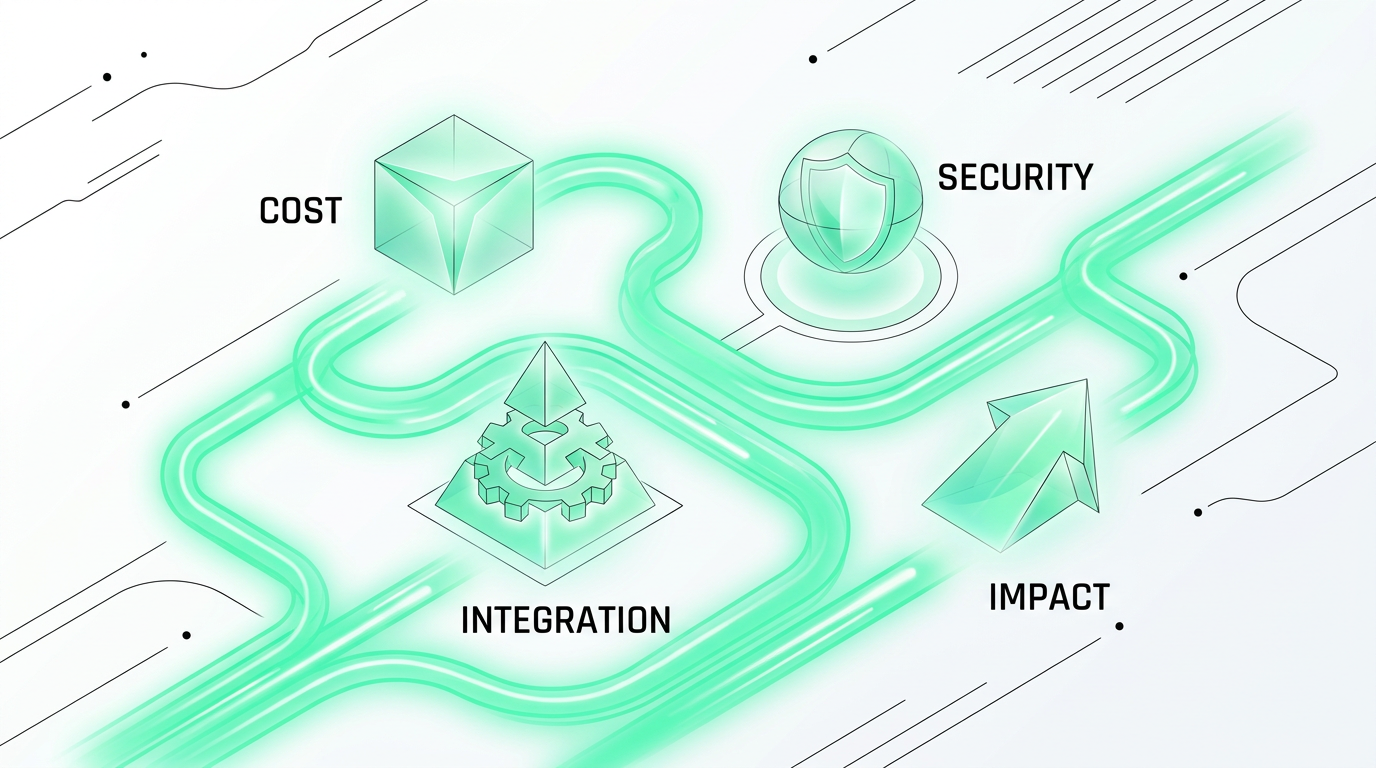 AI tool selection framework - Cost, Integration, Security, Impact