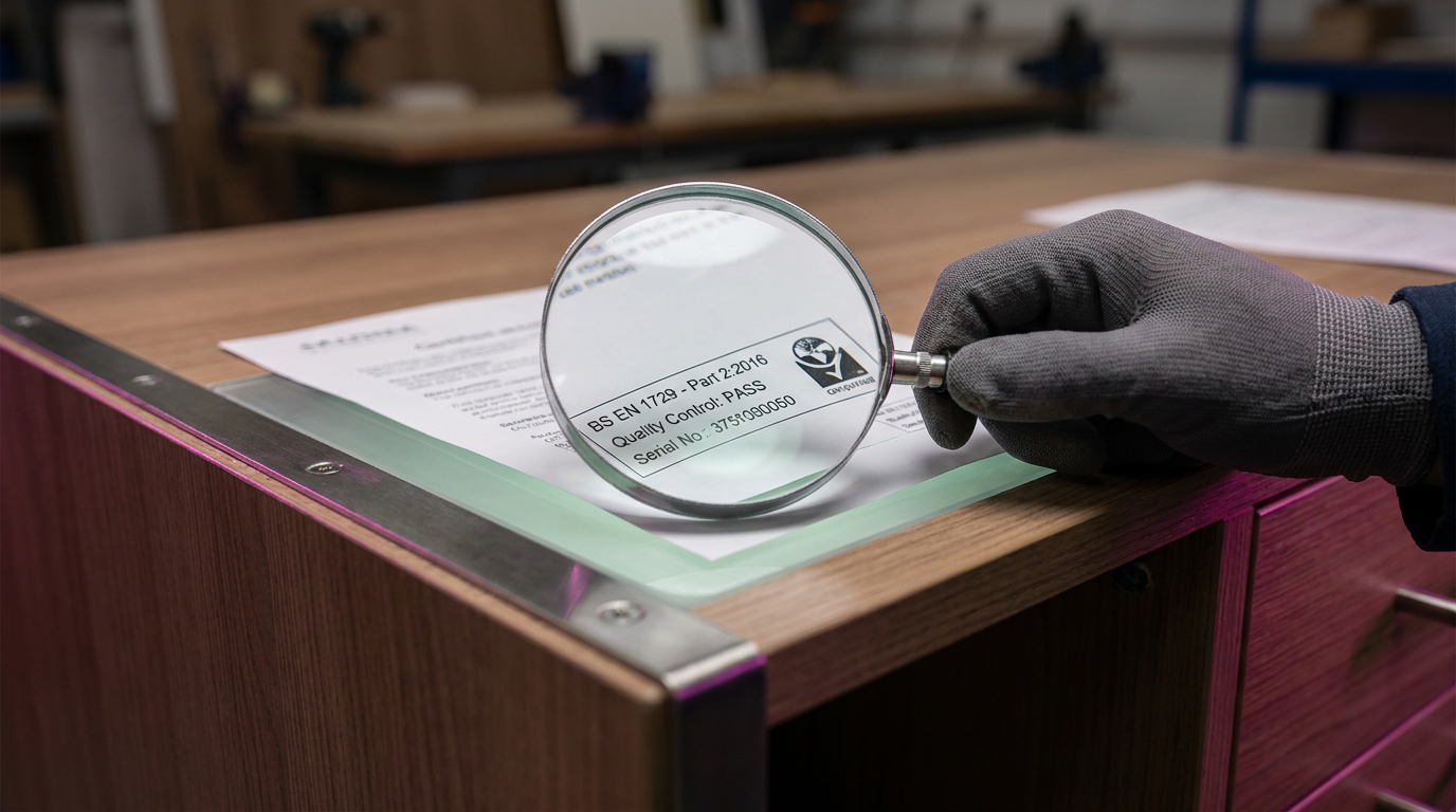 Supplier evaluation criteria - magnifying glass examining furniture certifications