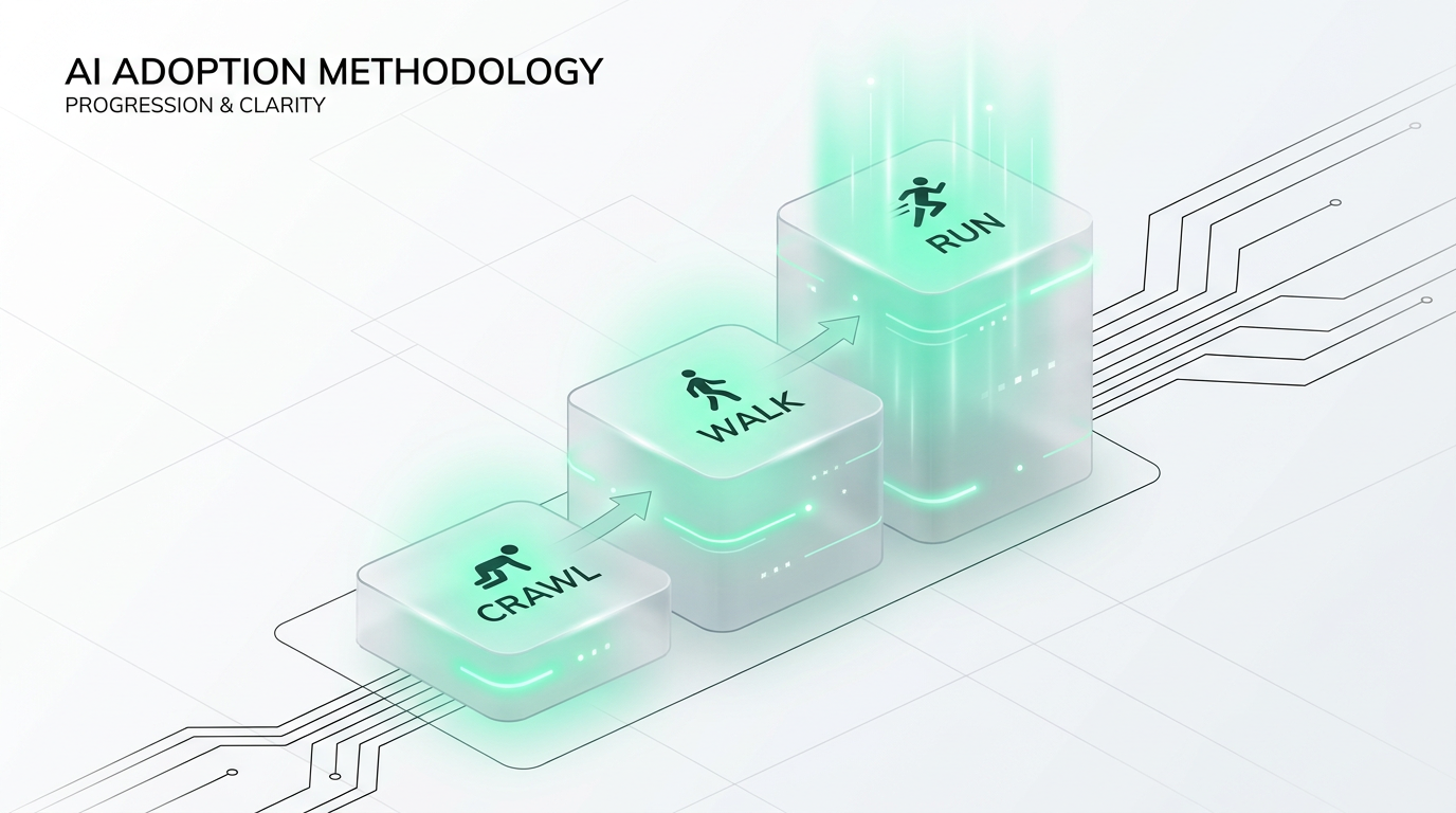 Crawl Walk Run AI adoption methodology for SMEs