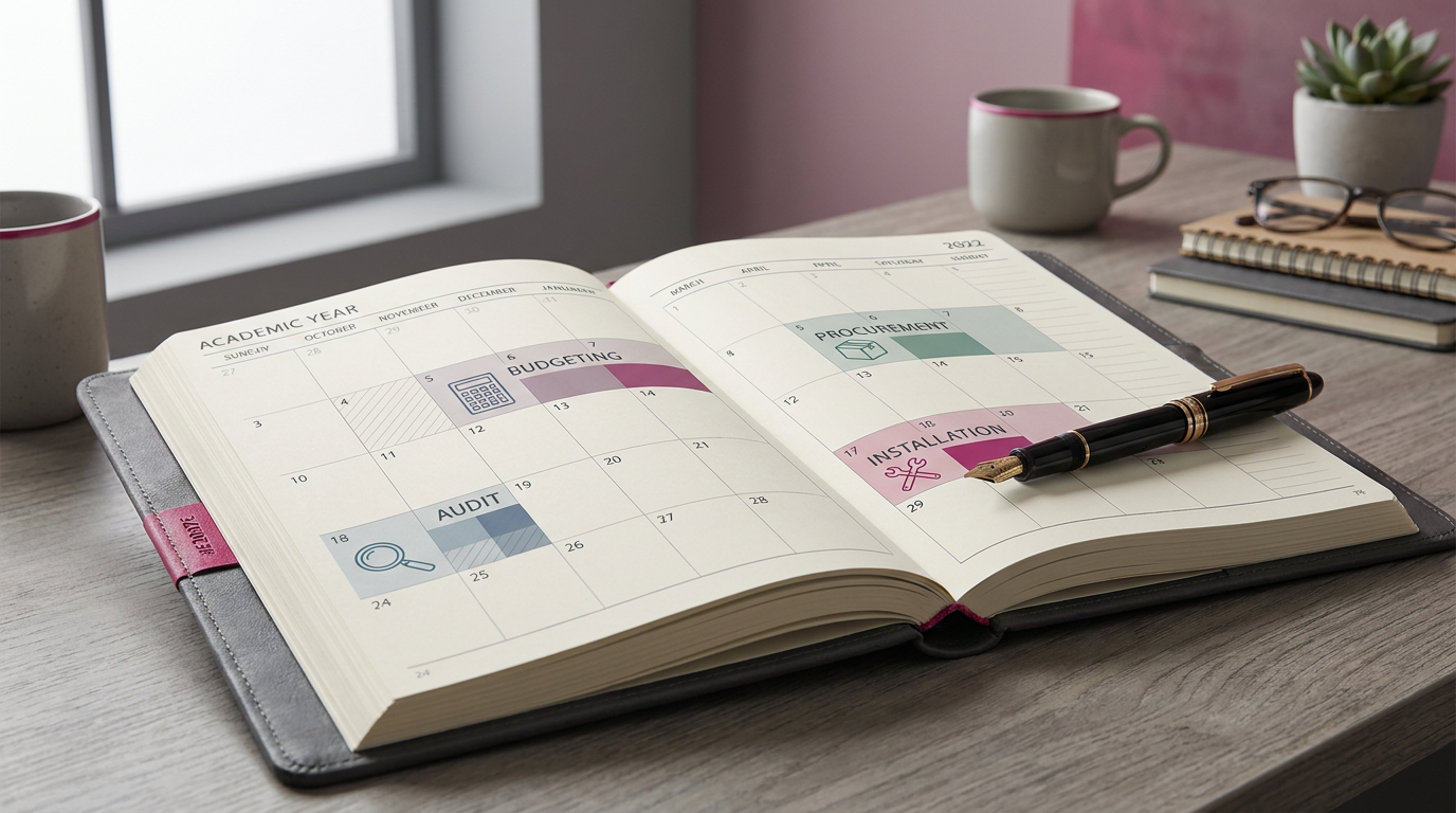 Academic year planner showing strategic school furniture upgrade timeline