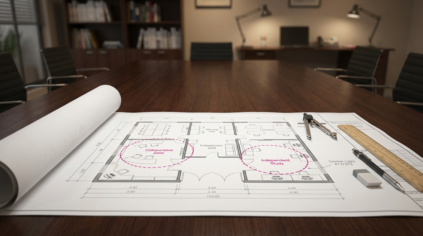 School furniture planning - blueprint for flexible classroom layout