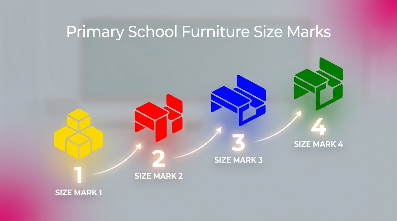Classroom table height guide with UK size mark colour codes