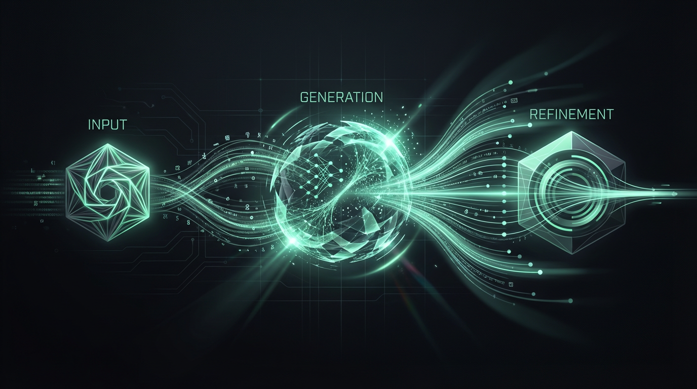 How AI content creation works - input generation refinement process