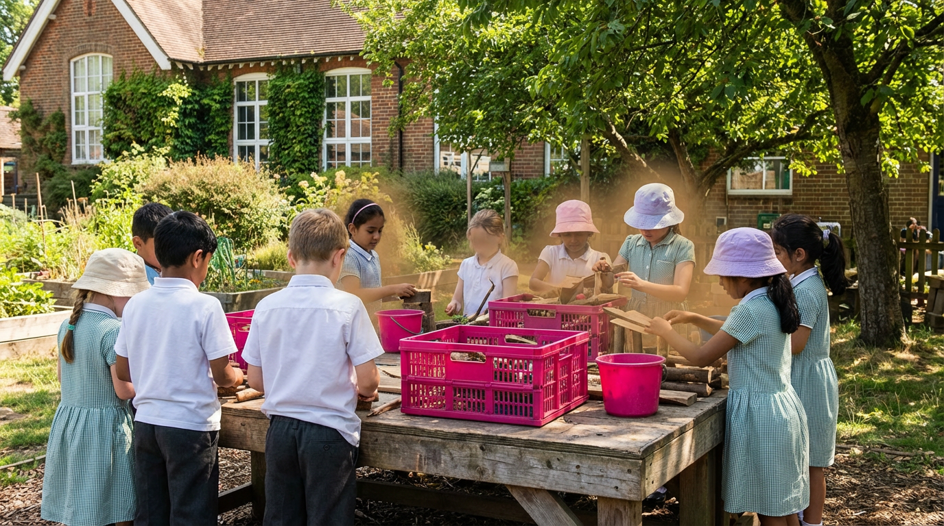 Outdoor classroom furniture enhancing pupil engagement in UK school