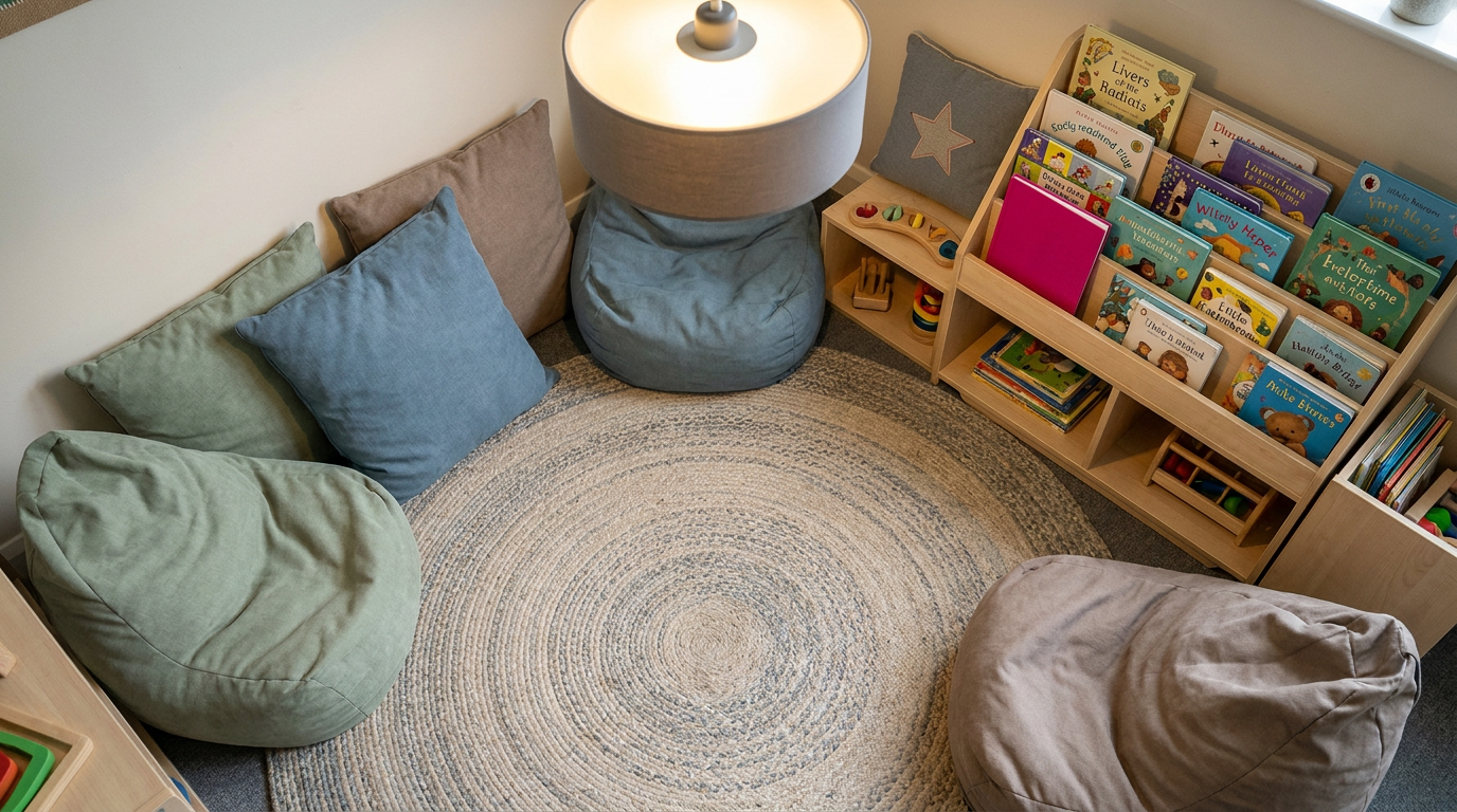 EYFS learning zones furniture - classroom reading corner setup