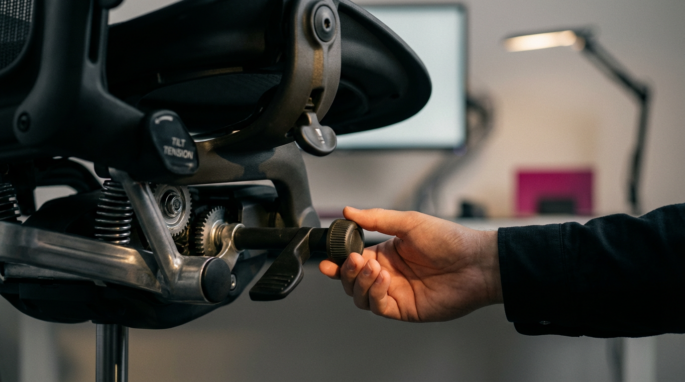 Ergonomic chair adjustments - detailed view of mechanism