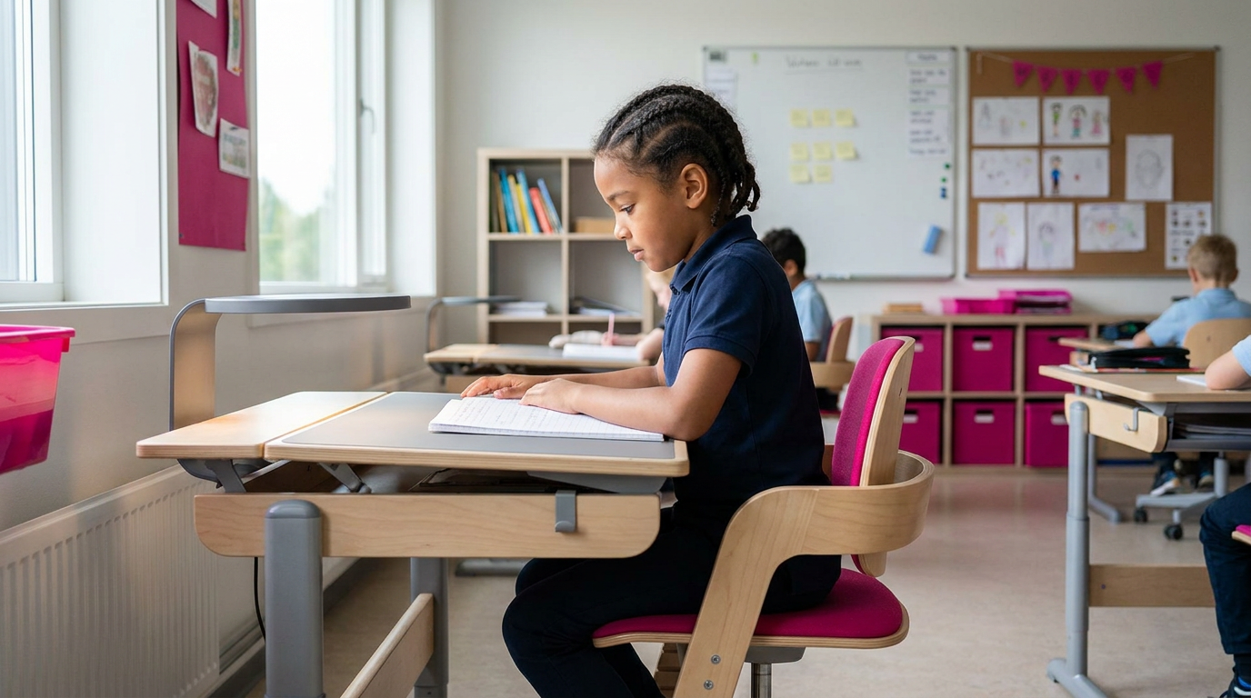 Ergonomic school furniture supporting pupil posture and concentration