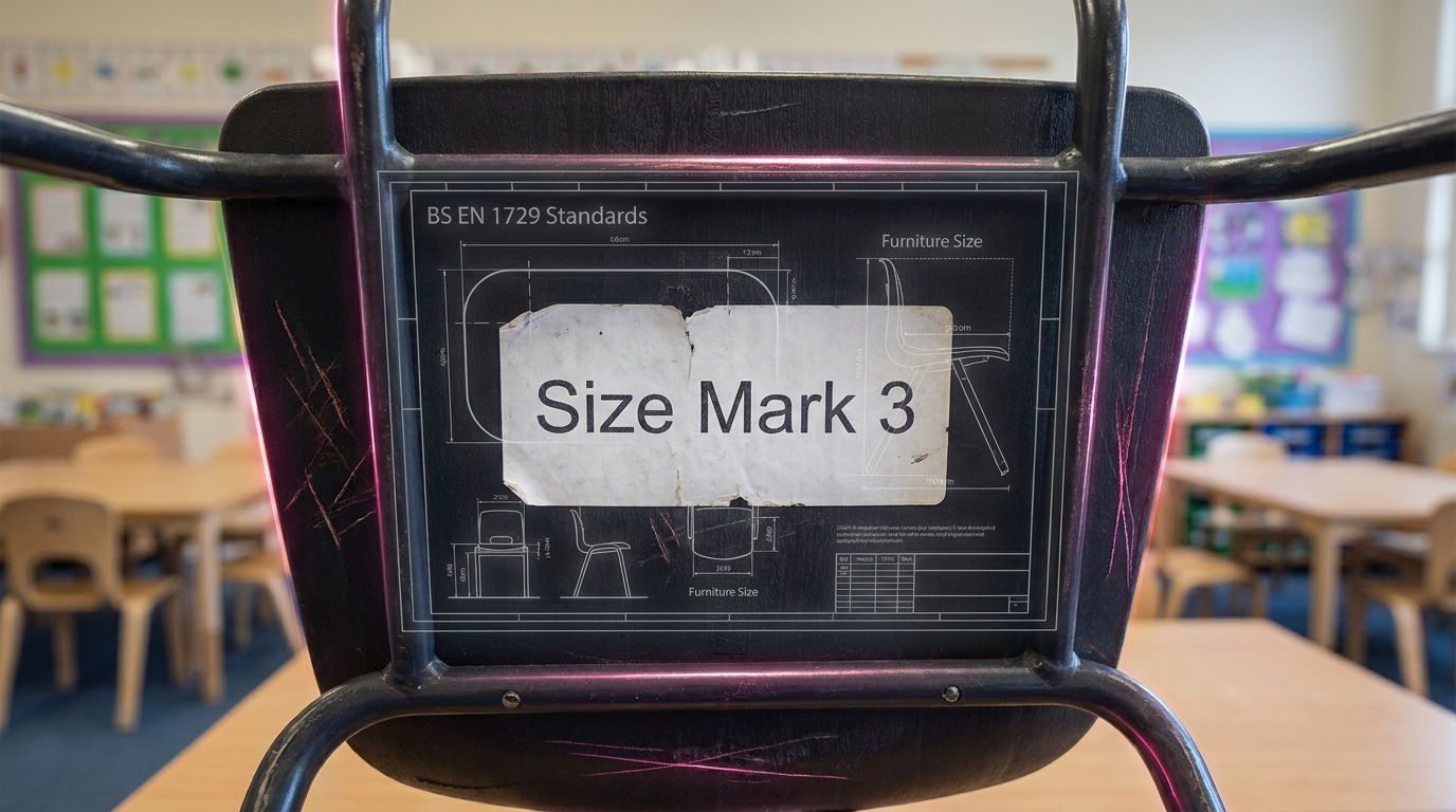 BS EN 1729 compliant school chair with size mark