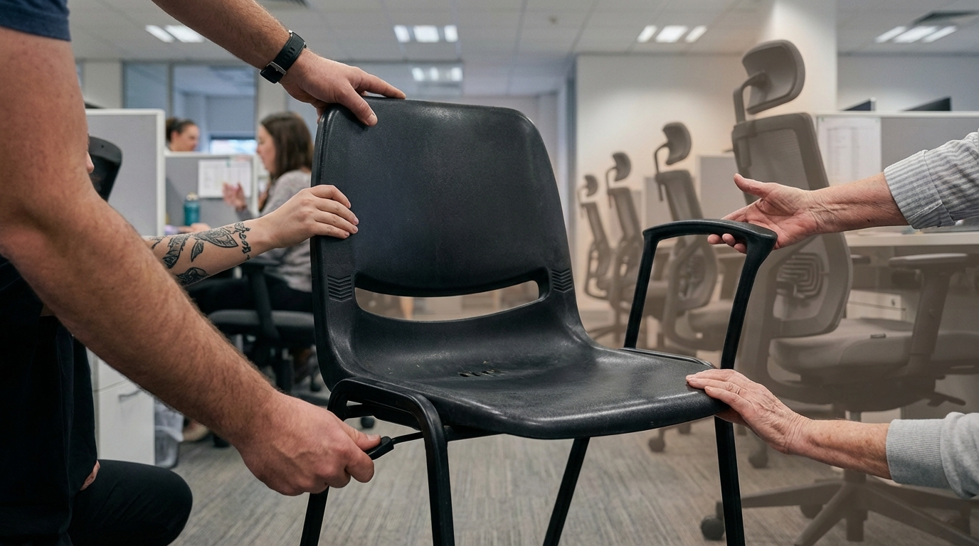 Ergonomic furniture mistakes - non-adjustable office chair