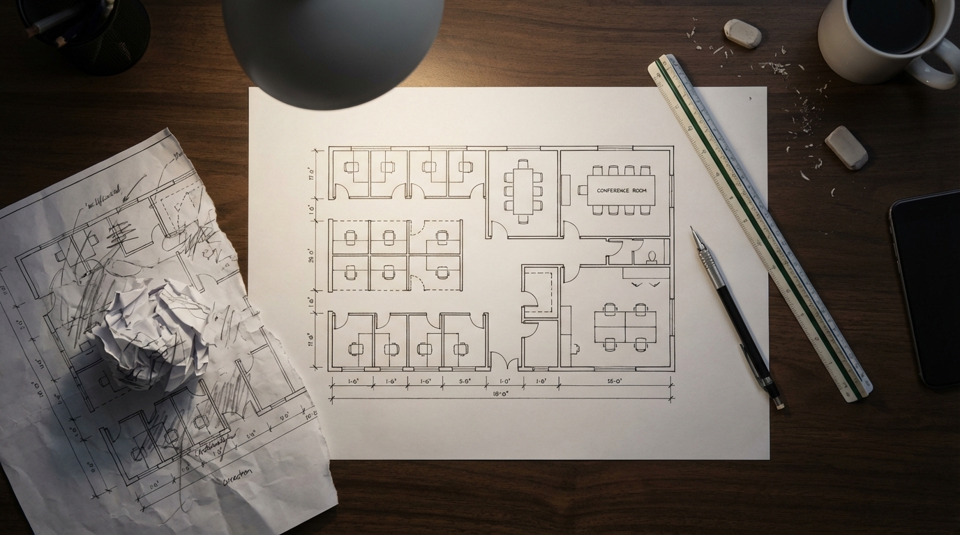 Office space planning - accurate floor plan with measuring tools