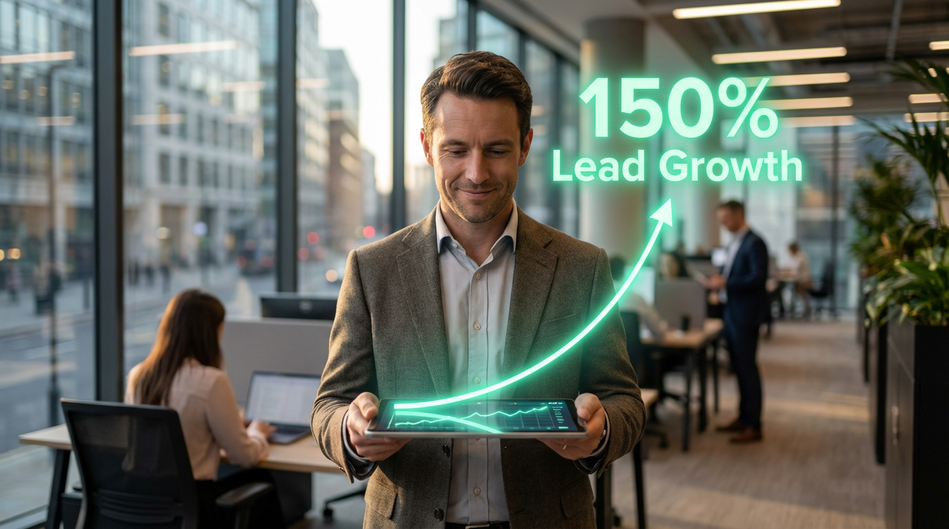 Graph showing 150% lead increase from social media automation